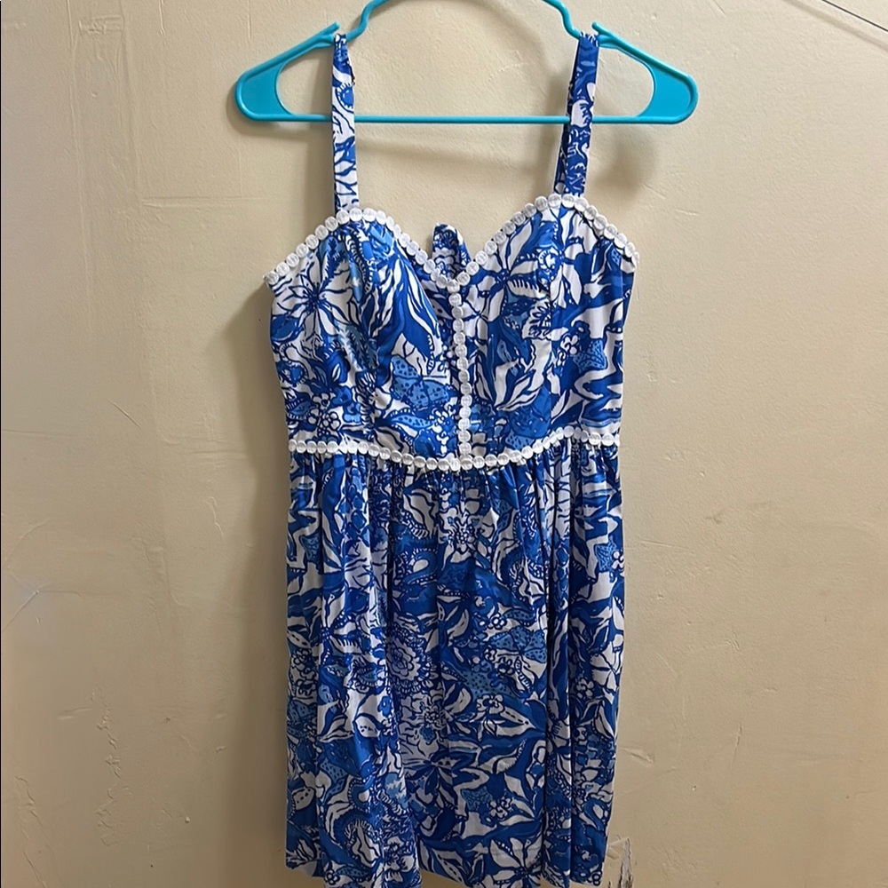 Lilly Pulitzer Blue and White Floral Dress